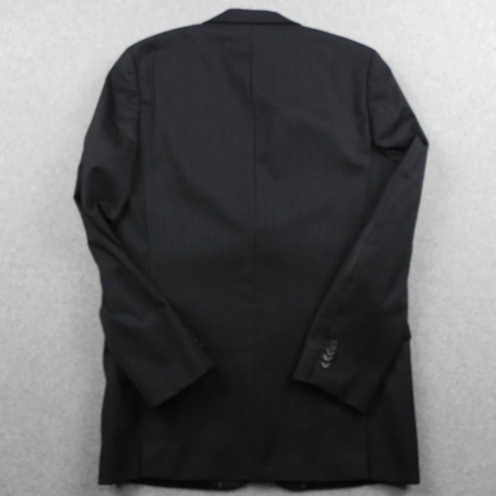Marc Anthony Suit Jacket Mens 40L Black Pinstripe 100% Wool 2 Button Blazer Coat
